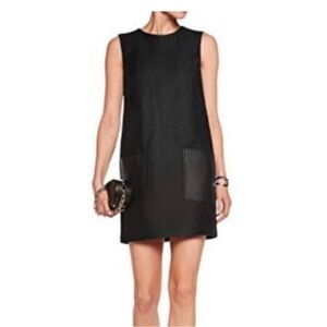 Rag & Bone Decoy Quilted Black Sleeveless Shift Dress Leather Pockets